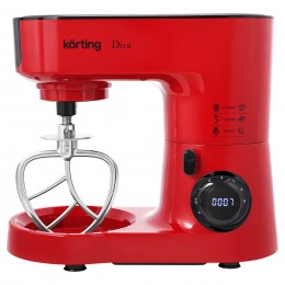 Кухонная машина Korting KKM 0103 Diva, 1500 Вт, 6.3 л, 6 скоростей, красная