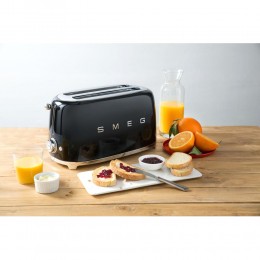 Тостер Smeg tsf01bleu, 50-е, 2 ломтика, нержавеющая сталь, 6 уровней поджаривания, черный