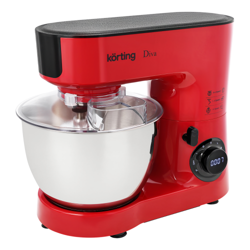 Кухонная машина Korting KKM 0103 Diva - 1500 Вт, 6.3 л, 6 скоростей, красная