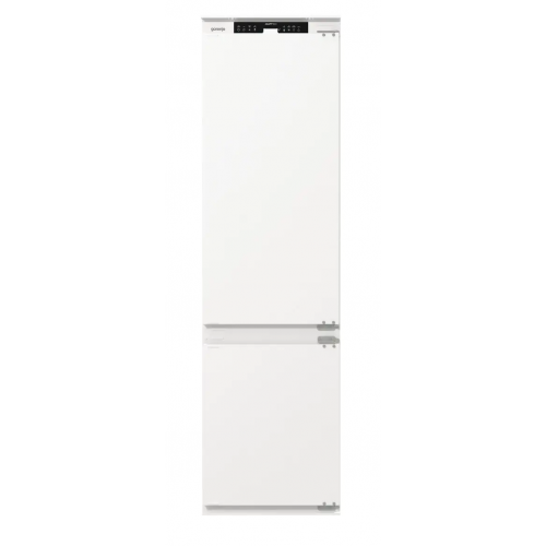 Встраиваемый двухкамерный холодильник Gorenje - белый, с металлической дверцей, открывание влево/вправо, класс SN/N/ST/T