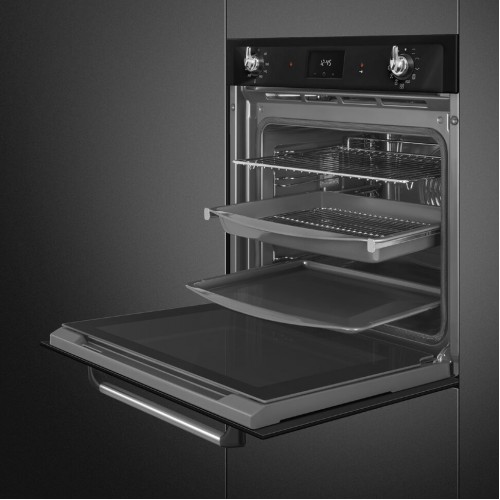 Встраиваемая электрическая духовка SMEG SOP6900TN - Многофункциональный духовой шкаф с пиролизом, 60 см, 9 функций, черный