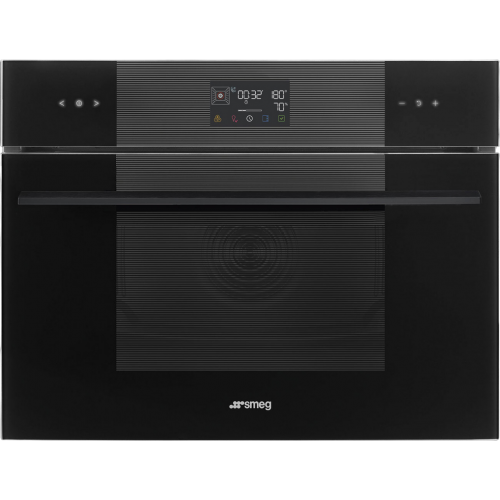 Встраиваемый духовой шкаф SMEG 45 см с паром, 12 программ, 41 л, черный - Linea, паровая очистка