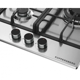 Варочная поверхность Kuppersberg FS 46 X, газ, 45 см, SABAF, нержавеющая сталь, черная фурнитура, газ-контроль, электроподжиг.