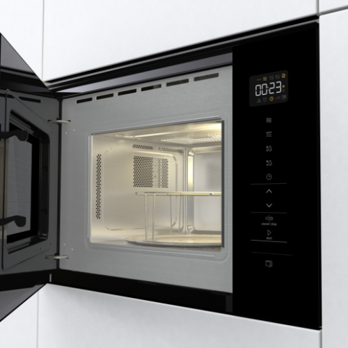 Встраиваемая микроволновая печь Gorenje 20 л с грилем, 8 автопрограммами и сенсорным управлением - черная