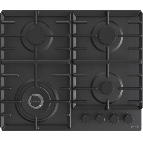 Встраиваемая газовая панель GORENJE 60 см с газ-контролем и чугунными решетками - черная