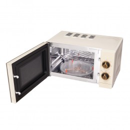 Микроволновая печь Korting KMO 815 RB, 20 л, ретро, гриль, разморозка, таймер, цвет слоновая кость/бронза