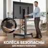 Мобильная моторизованная стойка ONKRON для ТВ 43-75 с наклоном, поворотом и высотой 950-1600мм - черная, 65кг, с кабель-каналом и полками