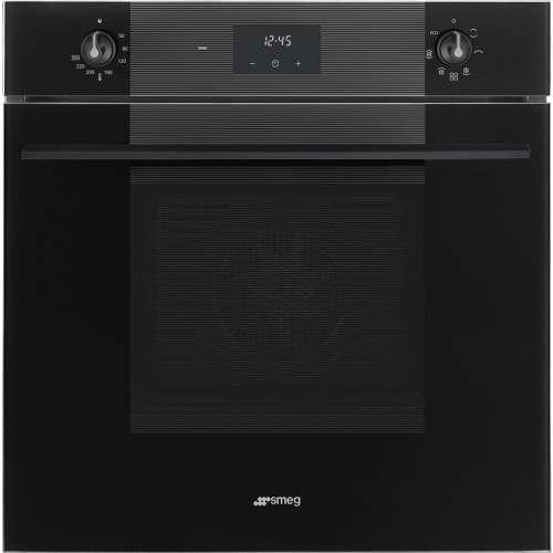 Встраиваемая электрическая духовка SMEG 60 см - Многофункциональный духовой шкаф, 6 функций, Deep Black, класс А
