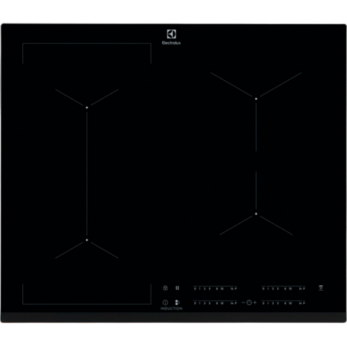 Встраиваемая индукционная панель ELECTROLUX на 4 конфорки, 7200 Вт, стеклокерамика, слайдерное управление, размеры 59x52 см