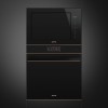 Встраиваемая микроволновая печь SMEG FMI625CN - 60 см, 5 функций, черное стекло Eclipse, высота 38 см