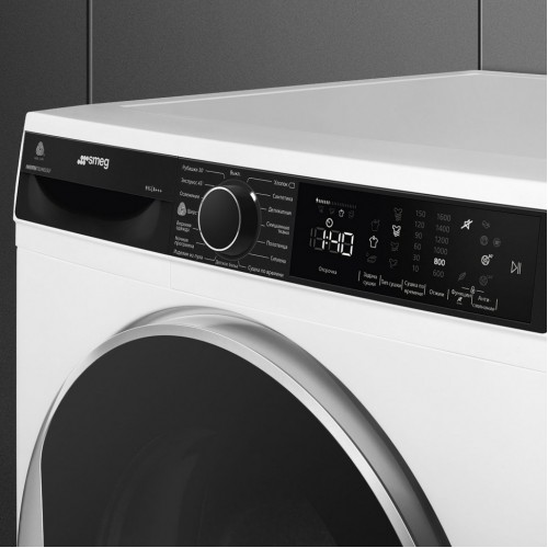 Сушильная машина SMEG 60 см с LED дисплеем, 15 программами и инверторным мотором, 9 кг, А+++ - Отдельностоящая модель с подсветкой барабана и сенсором влажности