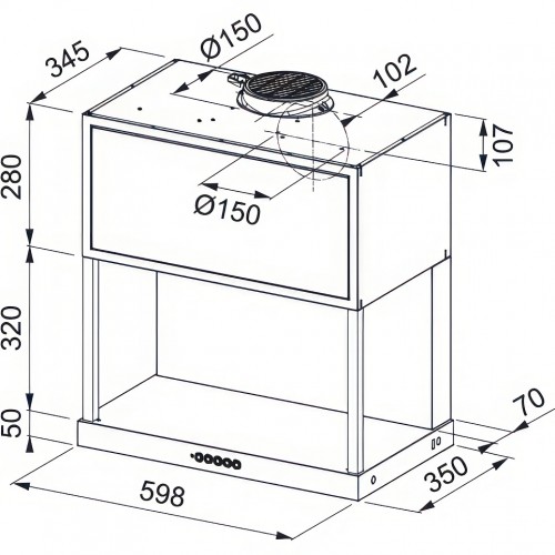 Вытяжка Franke FMA MODULAR F60 BK MATT - Настенная черная матовая вытяжка шириной 600 мм с мощностью 1050 м³/ч и сенсорным управлением