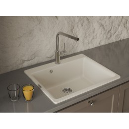 RIVELATO 1573503 BS однорычажный смеситель для кухни Albano Г-обр.с выдвижной лейкой D-35мм, поворотный излив, материал: латунь, цвет: нержавеющая сталь