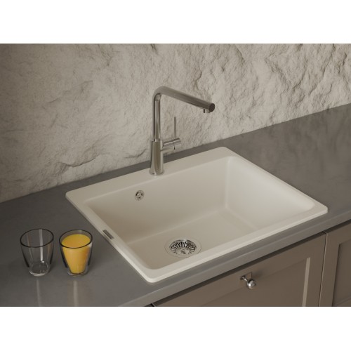 RIVELATO 1573503 BS однорычажный смеситель для кухни Albano Г-обр.с выдвижной лейкой D-35мм, поворотный излив, материал: латунь, цвет: нержавеющая сталь