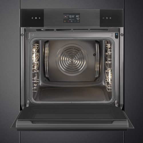 Встраиваемый духовой шкаф SMEG 60 см с паром, пиролитической очисткой, 12 программ, 68 л, черный цвет - купить в интернет-магазине