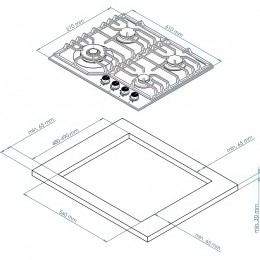 Варочная панель Kuppersberg FS 610 C Bronze, газовая, 4 конфорки SABAF, WOK, 61 см, электроподжиг, газ-контроль.