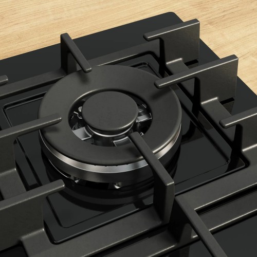Газовая WOK-плита 5.8x59x52 см с закаленным стеклом, черная, независимая