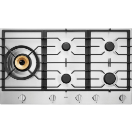 Варочная панель Asko HG1986SB, газовая, 90 см, 5 конфорок, включая Super Vario Wok, нержавеющая сталь, чугунные решетки, газ-контроль, автоподжиг.