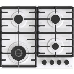 Встраиваемая газовая панель GORENJE GW642SYW, 60 см, чугунные решетки, вок, газ-контроль, белая