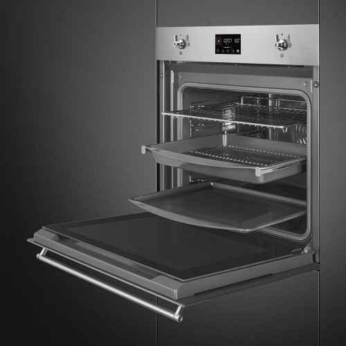 Встраиваемая электрическая духовка SMEG Classica 60 см – Многофункциональный духовой шкаф с 10 функциями, нержавеющая сталь