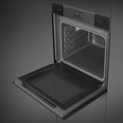 Встраиваемый духовой шкаф SMEG 60 см с паром, пиролитической очисткой, 12 программ, 68 л, черный цвет - купить в интернет-магазине