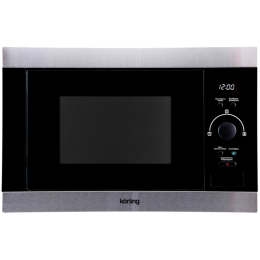 Встраиваемая микроволновая печь Korting KMI 825 XN, 25 л, 900 Вт, гриль 1000 Вт, LED дисплей, 8 автопрограмм, нержавеющая сталь+черное стекло.