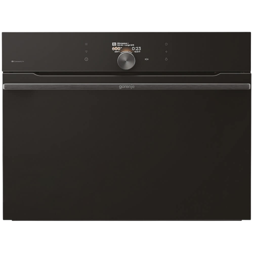 Духовой шкаф Gorenje/ Духовой шкаф Gorenje, компактный, функция СВЧ, 50 л, макс. температура 275 градусов, электронное управление, дисплей, Wi-Fi, MultiFlow 360, AirFry, динамическая система охлаждения DC+, быстрый нагрев, цвет черный
