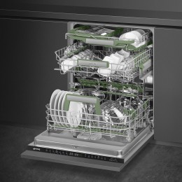 Посудомоечная машина Smeg STL7322BQL, 60 см, 14 комплектов, сенсорное управление, LED дисплей, орбитальная мойка, 11 программ, Dry Assist.
