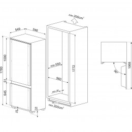 Холодильник Smeg C9174TN5D1, 248 л, No Frost, инверторный компрессор, LCD-дисплей