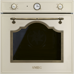 Духовой шкаф Smeg/ Многофункциональный духовой шкаф, 60 см, 6 функций, цвет кремовый, фурнитура латунная
