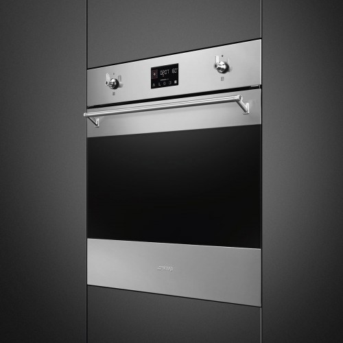 Встраиваемая электрическая духовка SMEG Classica 60 см – Многофункциональный духовой шкаф с 10 функциями, нержавеющая сталь