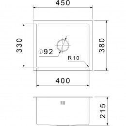 GRANFEST METAL 4538 PVD графит 1 чаша 400x330x205 мм, универсальный монтаж, нержавеющая сталь