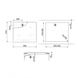 Индукционная панель Smeg SI964XM, 60 см, 4 конфорки, стеклокерамика, нержавеющая сталь.