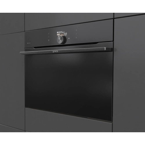 Духовой шкаф Gorenje/ Духовой шкаф Gorenje, компактный, функция СВЧ, 50 л, макс. температура 275 градусов, электронное управление, дисплей, Wi-Fi, MultiFlow 360, AirFry, динамическая система охлаждения DC+, быстрый нагрев, цвет черный