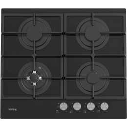 Варочная панель Korting hgg 6722 ctn, 60 см, стекло, 4 конфорки, WOK, газ-контроль, электроподжиг.
