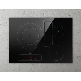 Elica NIKOLATESLA FIT 3Z B, индукционная панель с вытяжкой, 1200 м³/ч, 3 конфорки, 4 скорости, 9 уровней мощности, сенсорное управление, таймер, компактный дизайн.