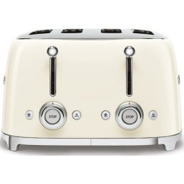Тостер Smeg tsf03creu, 4 ломтика, кремовый, 6 уровней поджаривания, подогрев, размораживание, багель.