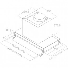 Встраиваемая вытяжка ELICA BOXIN ADVANCE IX/A/120-PRF0182703A, 120 см, 730 м³/ч, нержавеющая сталь, 3 скорости, Airmatic, LED освещение.