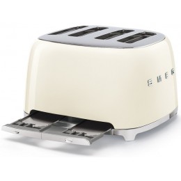 Тостер Smeg tsf03creu, 4 ломтика, кремовый, 6 уровней поджаривания, подогрев, размораживание, багель.