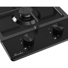 Варочная панель Monsher MSG 33 Noir, газ, 28 см, электроподжиг, газ-контроль, чугунные решетки, SABAF.