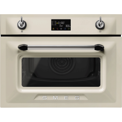 Встраиваемый духовой шкаф с СВЧ SMEG 45 см - 11 функций, паровая очистка, быстрый разогрев, поворотные переключатели