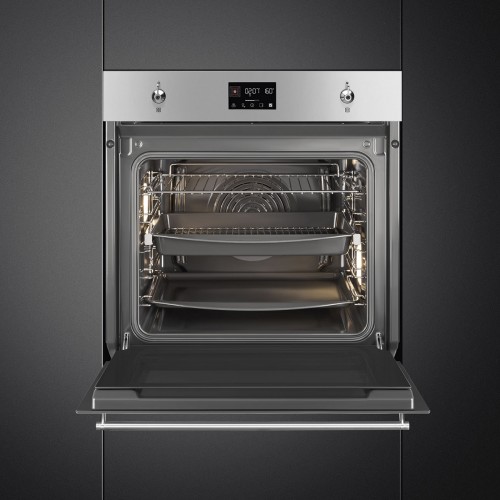 Встраиваемая электрическая духовка SMEG Classica 60 см – Многофункциональный духовой шкаф с 10 функциями, нержавеющая сталь