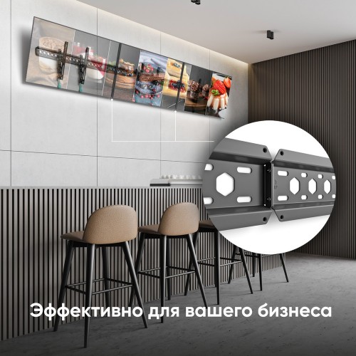 Кронштейн ONKRON для телевизоров 43-85 дюймов, макс. 400x600 мм, наклон 12º, вес до 68,2 кг, с уровнем