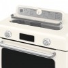 Мини-печь Smeg, поворотные переключатели, LCD дисплей, 10 функций приготовления, пар, таймер, акустический сигнал, галогенная подсветка, 3 стекла в дверце, электронный контроль температуры, объем 30 л, стиль 50-х годов, цвет кремовый