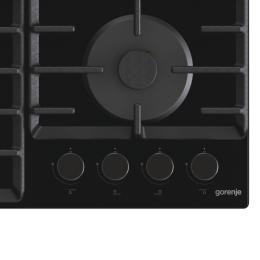 Встраиваемая газовая панель GORENJE gtw642syb, 60 см, Газ-контроль, чугунные решетки, черный