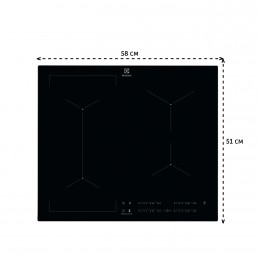 ELECTROLUX KIV634I - Встраиваемая индукционная панель, 4 конфорки, стеклокерамика, мощность 7200 Вт, независимая установка, слайдерное управление, 59x52 см