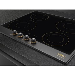 Встраиваемая индукционная панель SMEG si764aom, 60 см, антрацит, латунная фурнитура