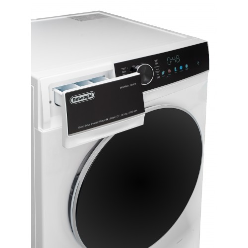 Стиральная машина Delonghi 10.5 кг, 1200 об/мин, инверторный мотор, 14 программ, LED дисплей, глубина 62.8 см