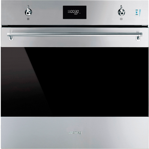 Встраиваемая электрическая духовка SMEG Classica - Многофункциональный духовой шкаф с пиролизом и пароувлажнением, 60 см, 11 функций, нержавеющая сталь.