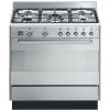 Варочный центр SMEG 90х60 см - газовая панель с 5 конфорками, электрической духовкой и грилем, нержавеющая сталь, класс A